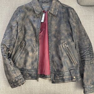 NEW John Varvatos Sorcha Leather Jacket Mens Size 52 (Large) Brown Full Zip NWT